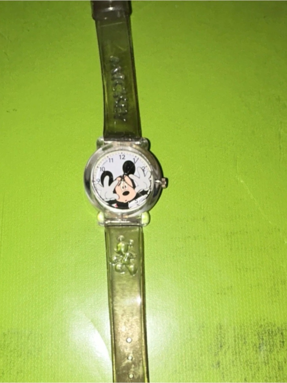 Disney Clear Green Mickey Mouse Children's Watch